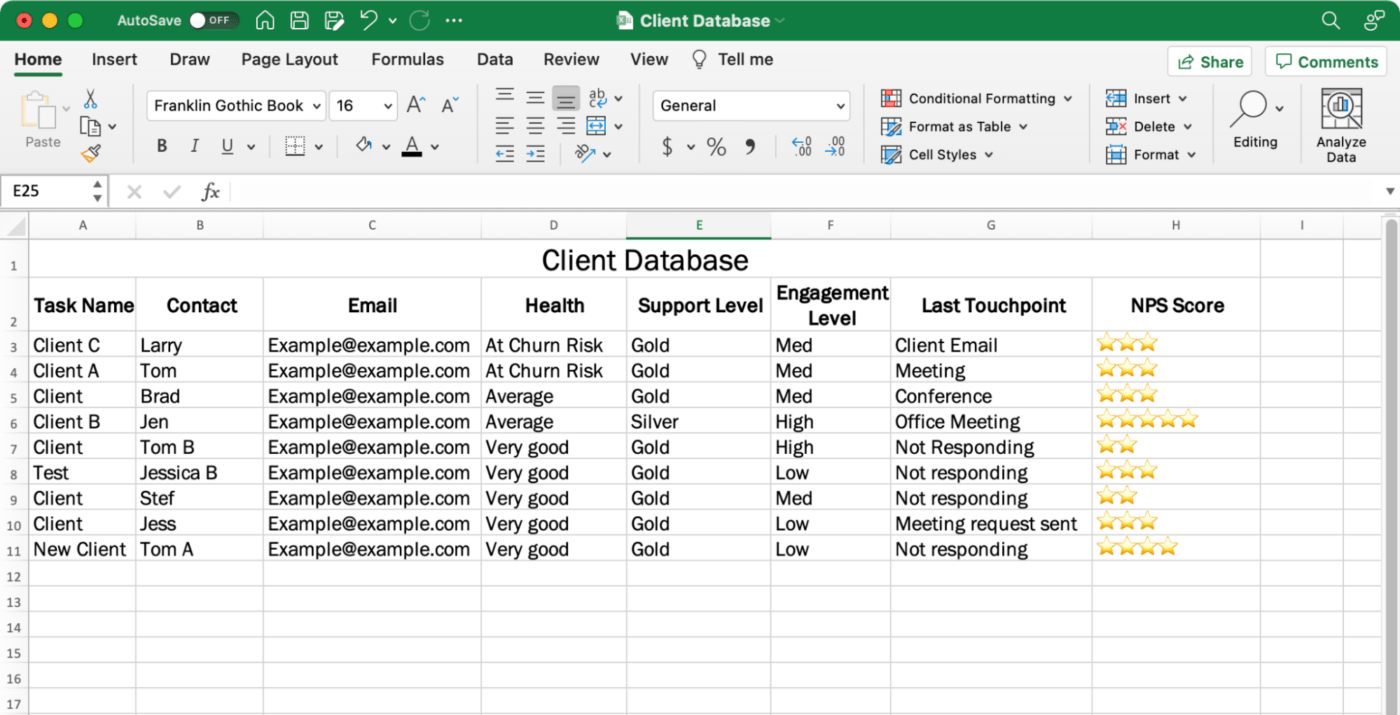 Excel Database Management