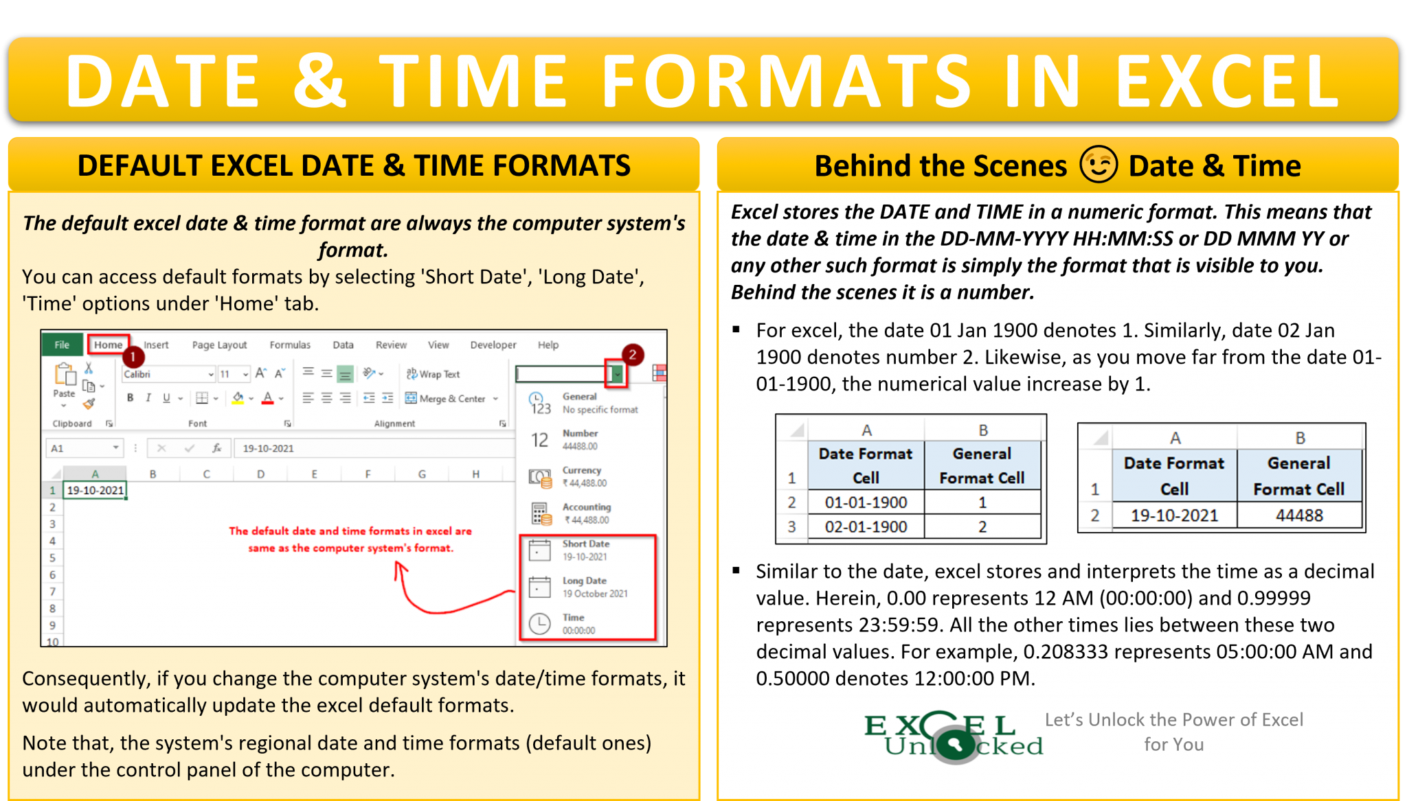 Excel Date and Time Formatting