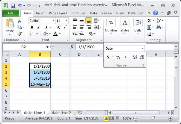 Excel Date and Time Functions