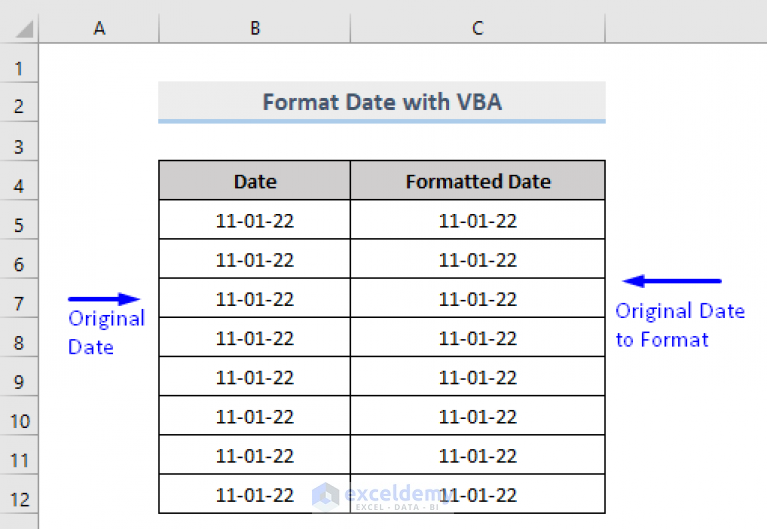 Excel date formatting VBA