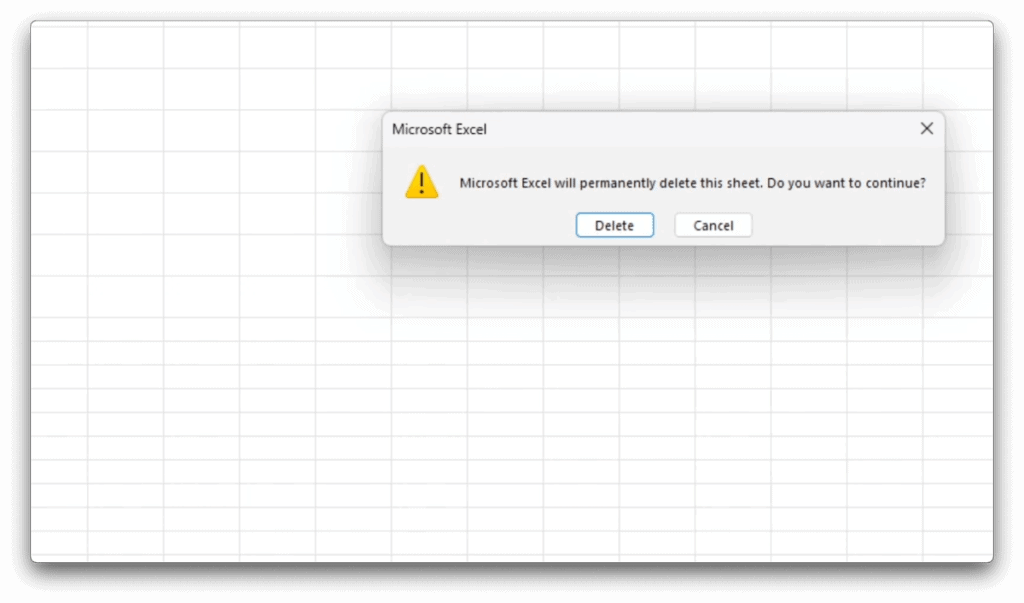 Excel Delete Worksheet Confirmation
