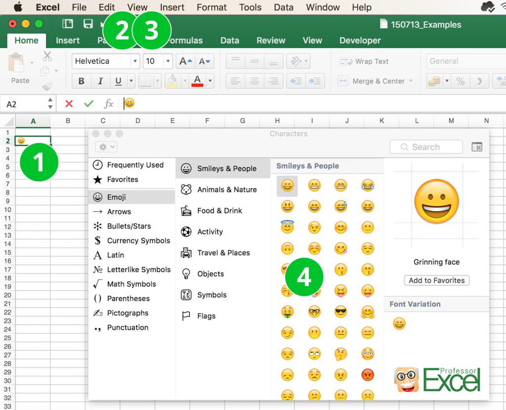 Excel Emoji Symbols