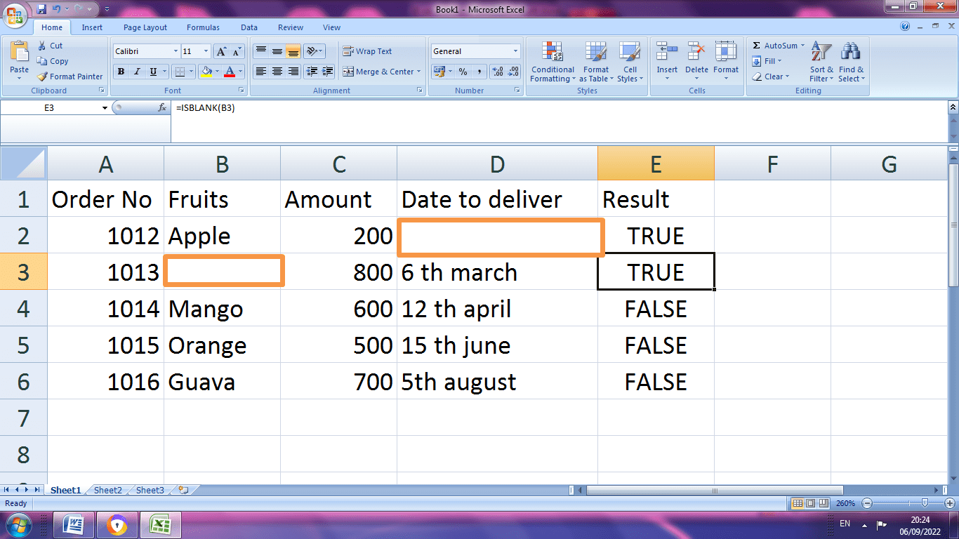 Excel Empty Cells