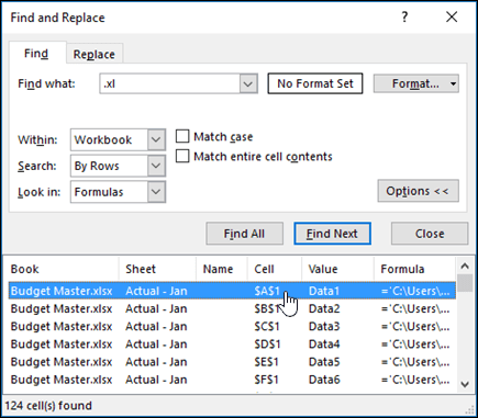 Excel External Links Dialog