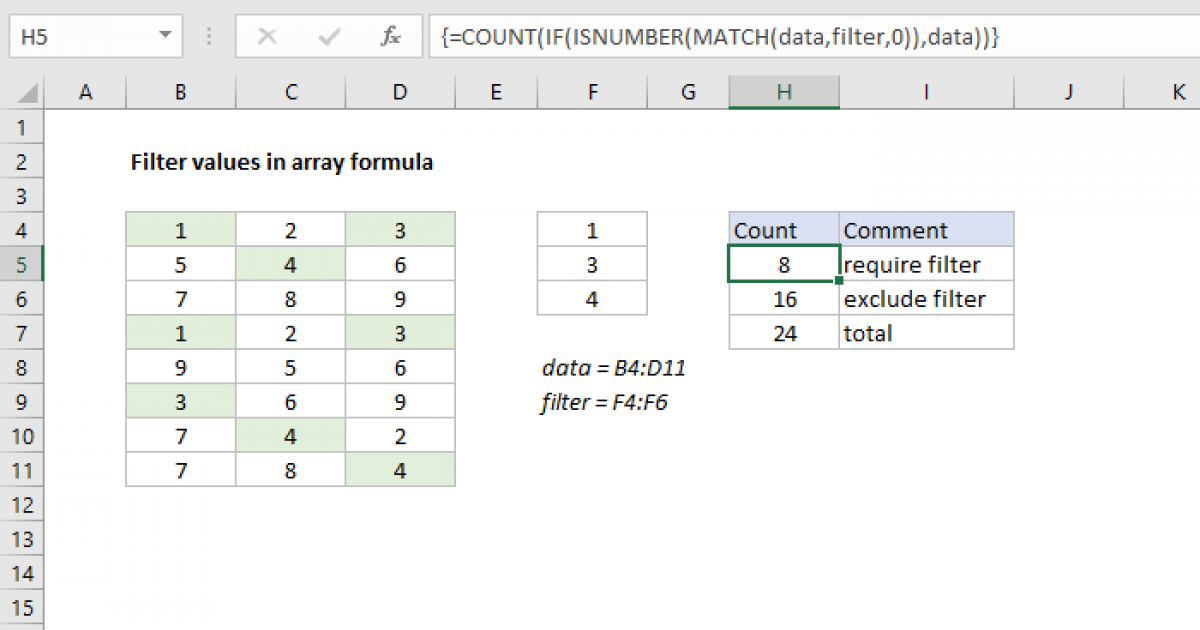 Excel FILTER Function Array