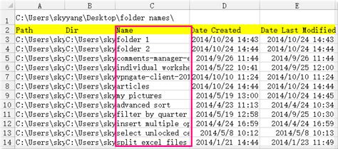 Excel Folder List