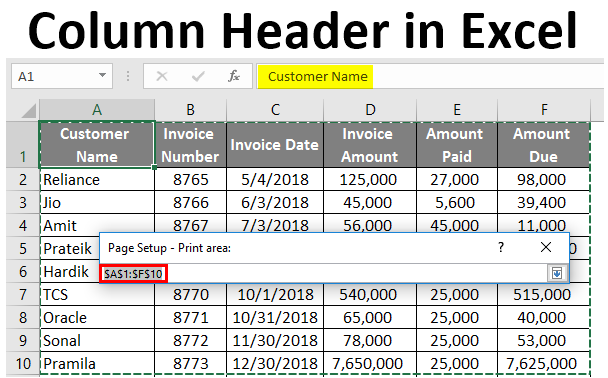 Excel Formula Header Row