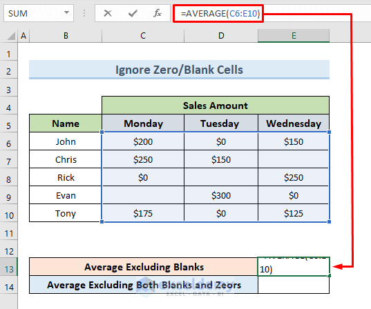 Excel Formula Ignore Blank Cells Example 4