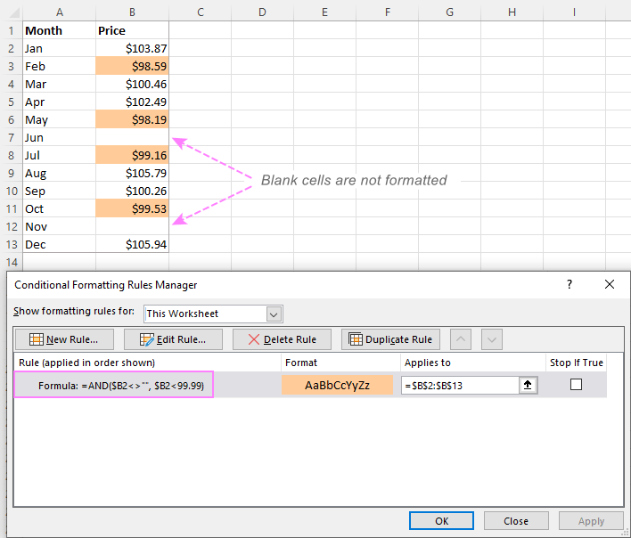 Excel Formula Ignore Blank Cells