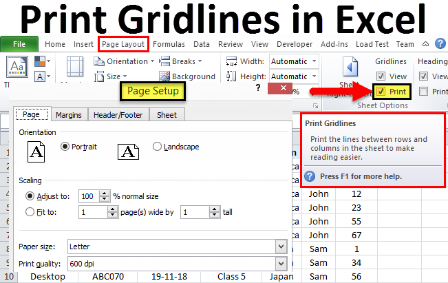 Excel Grid Lines Print