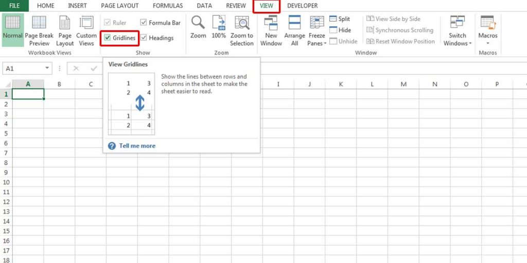 Excel Grid Lines View Tab