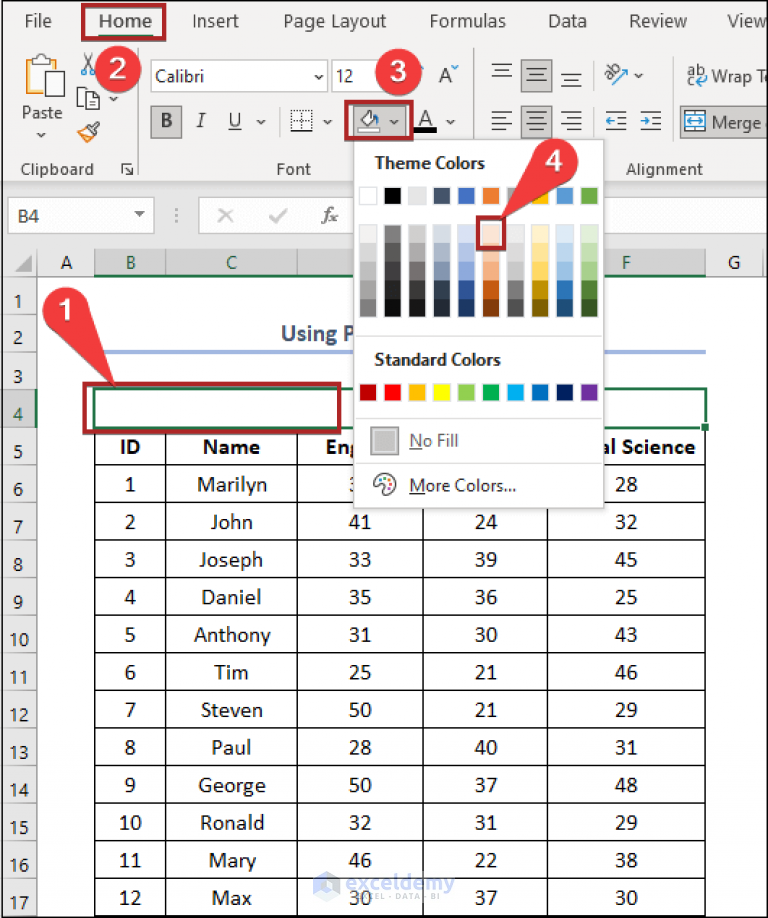 Excel Header Row Example