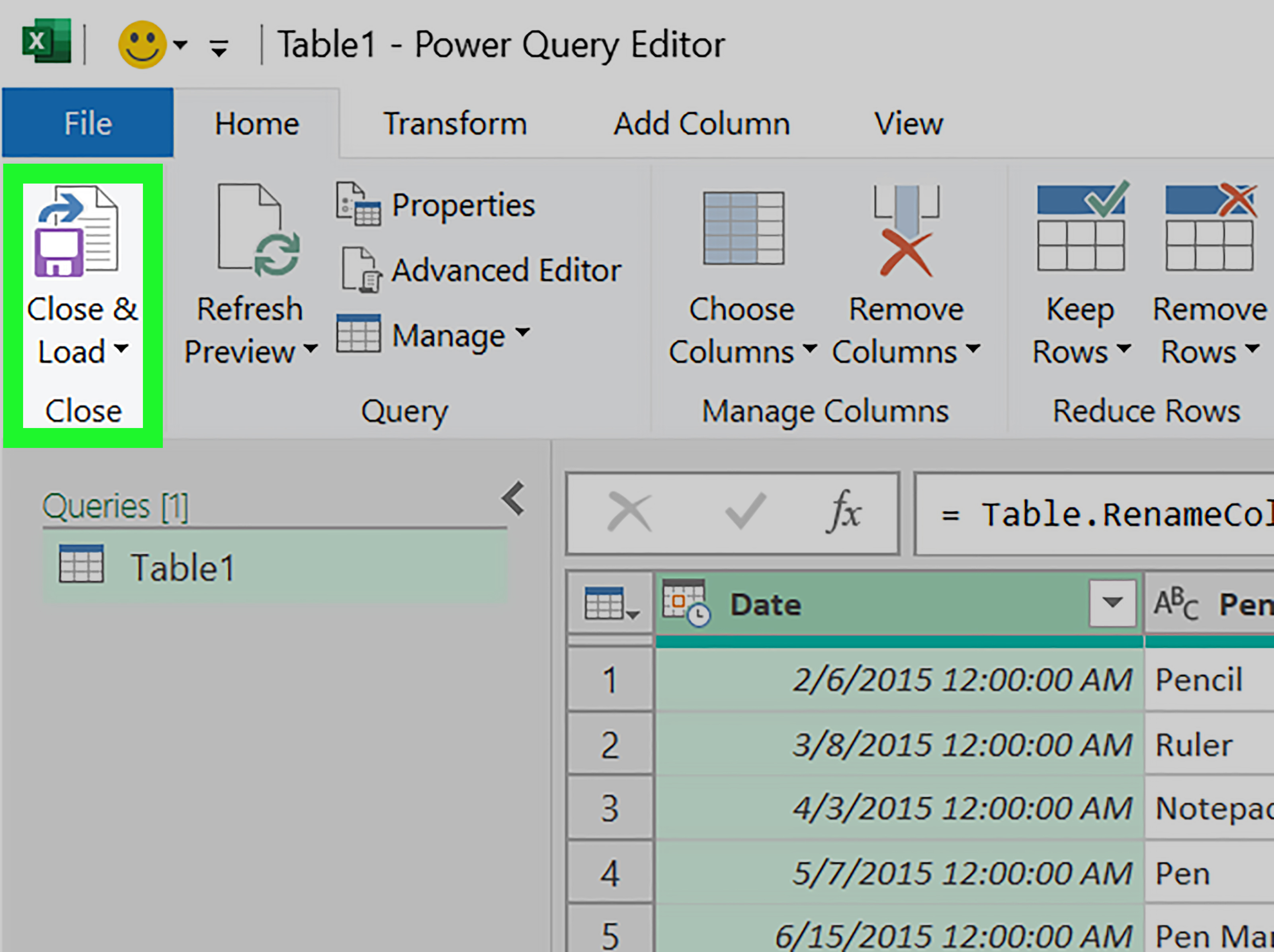 Excel Header Row