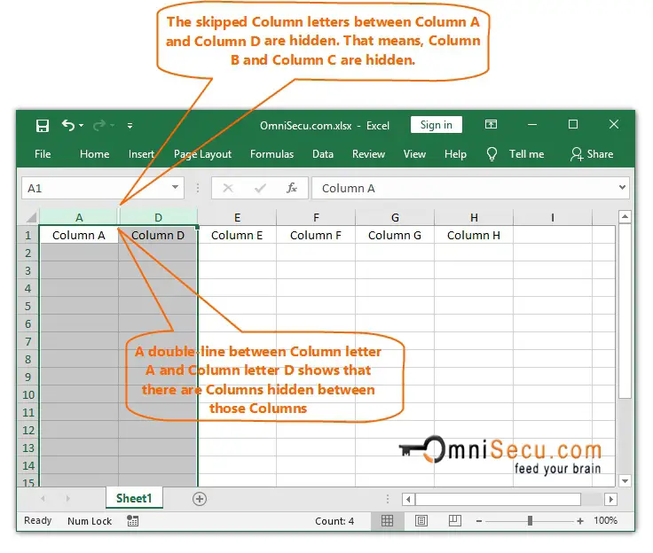 Excel hidden cells