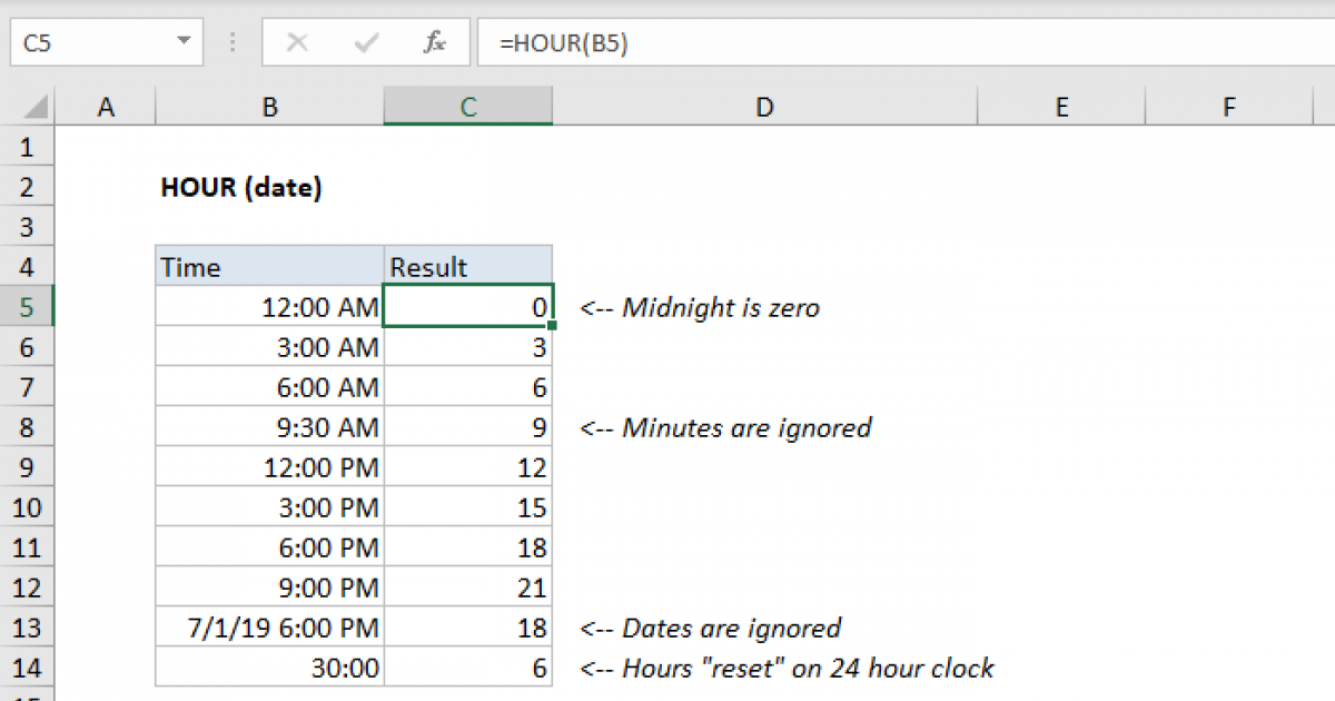 Excel HOUR Function