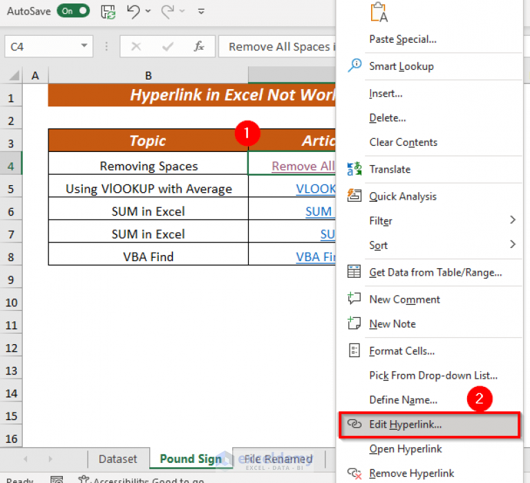 Excel Hyperlink Not Working