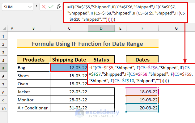 Excel IF Date Range