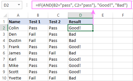 Excel IF Formula with Two Conditions Example 2