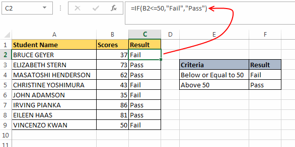 Excel IF Statement Format