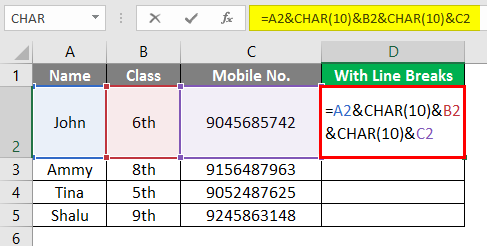 Excel Line Break Solution 2