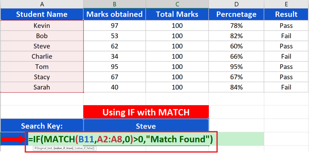 Excel MATCH IF Function