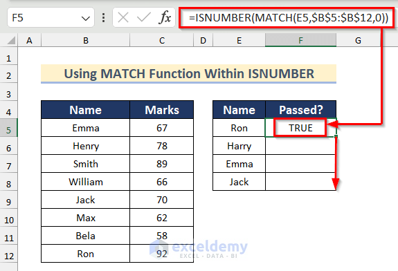 Excel MATCH ISNUMBER Function