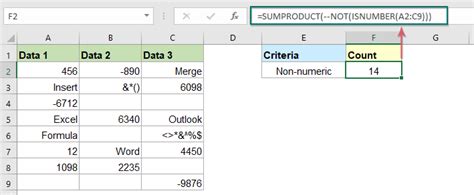 Excel non-numeric values