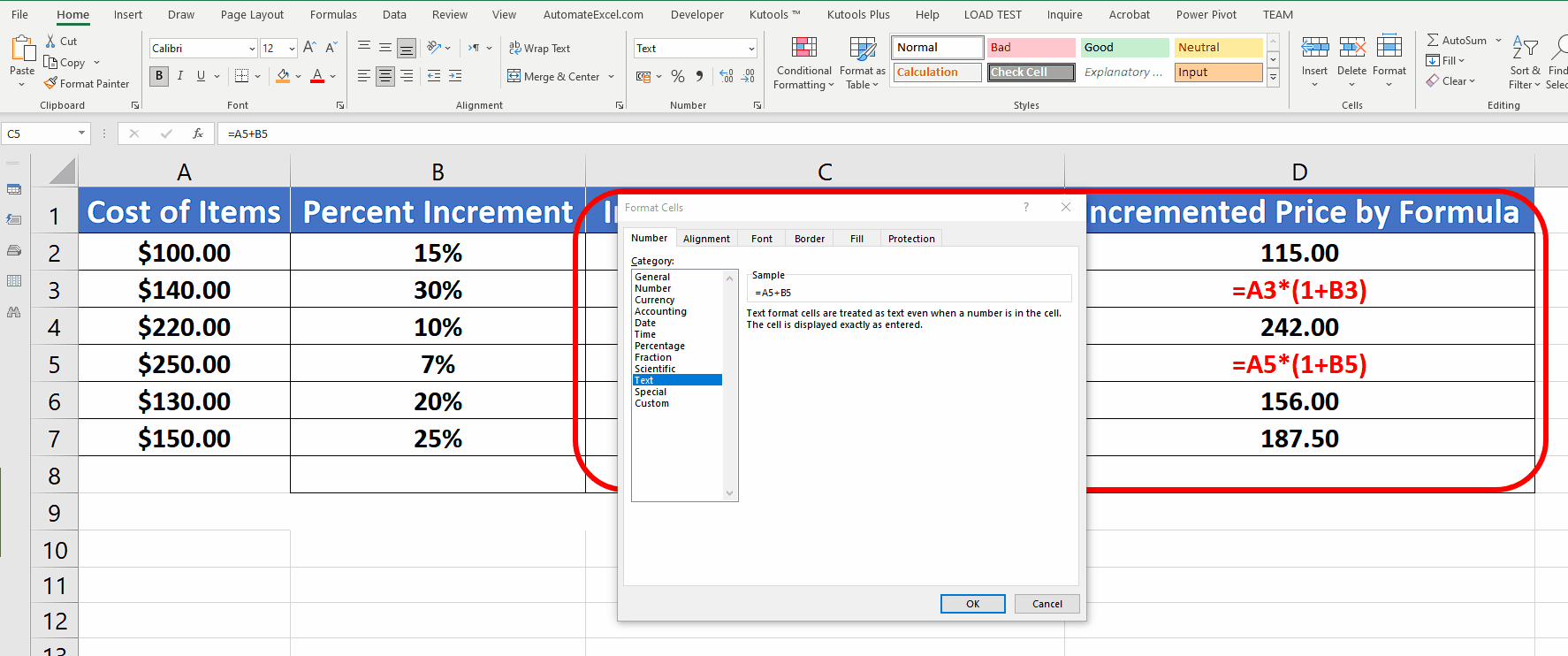 Excel not showing selected cell