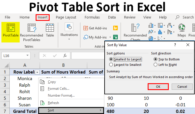 Excel Pivot Table Sort