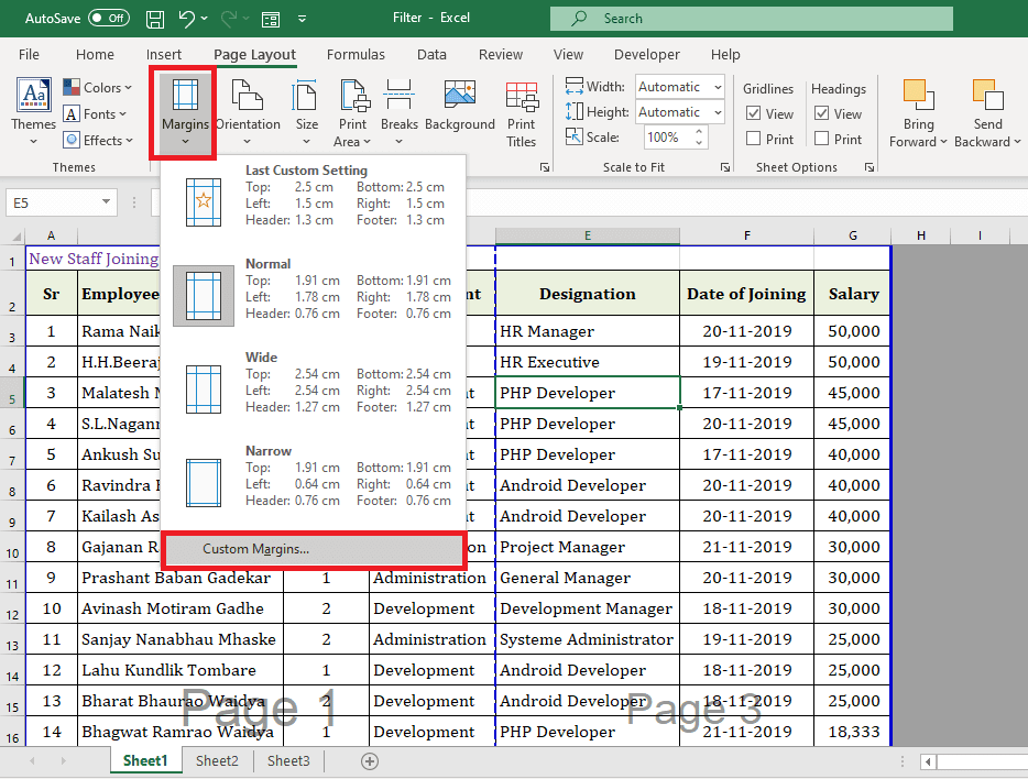 Excel Printer Settings