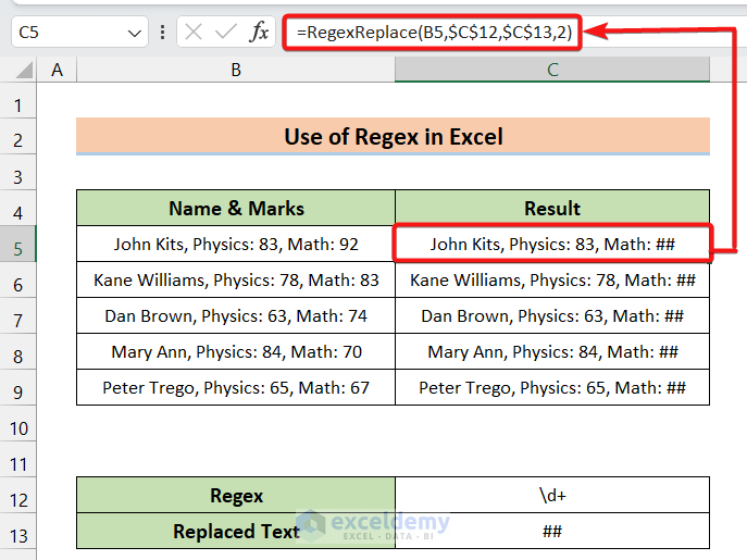 Excel REGEX function