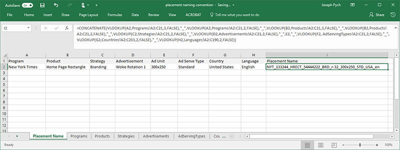 Excel Sheet Naming Conventions