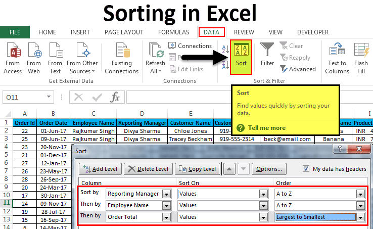 Excel Sorting Range Method