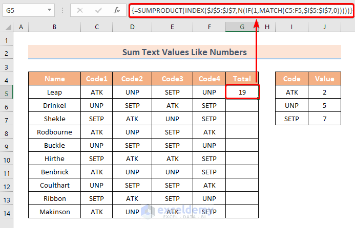 Excel SUM Formula Alternative