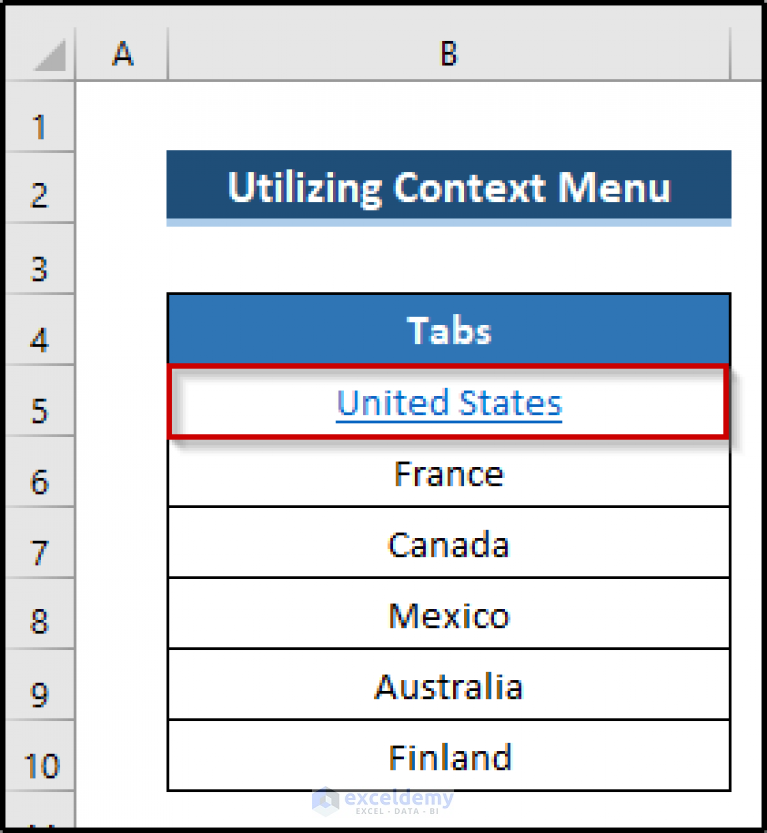 Excel Table of Contents Example 3