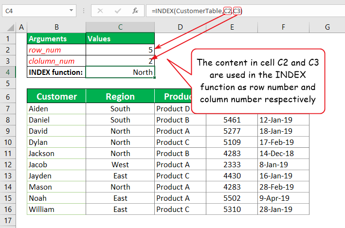 Excel Table of Contents Index Function