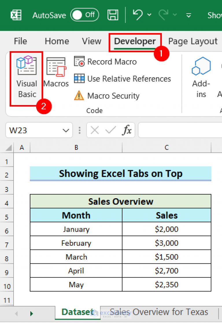 excel tabs