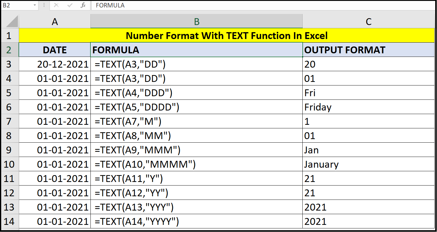 Excel Text Function for Date