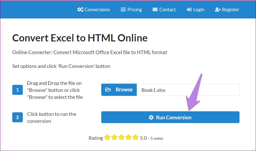 Excel to HTML Conversion Tool