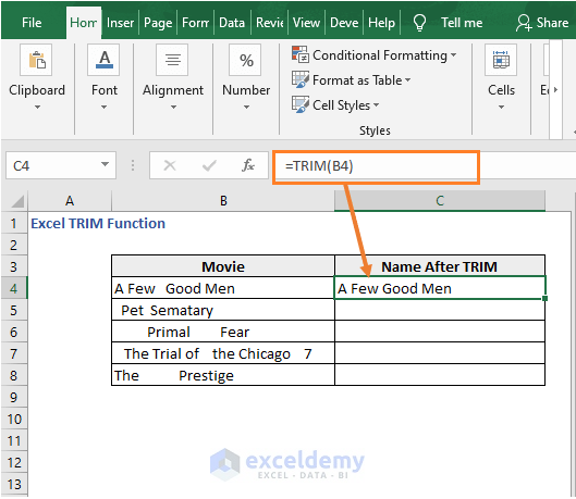 Excel TRIM Function Tips