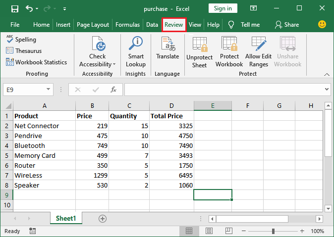 Excel unlock cells