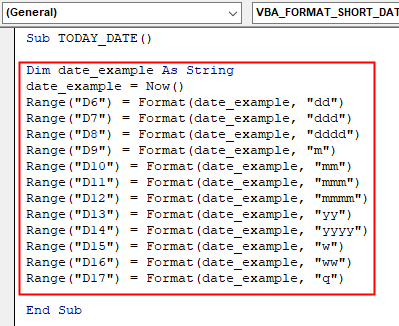 Excel VBA Date Format Example