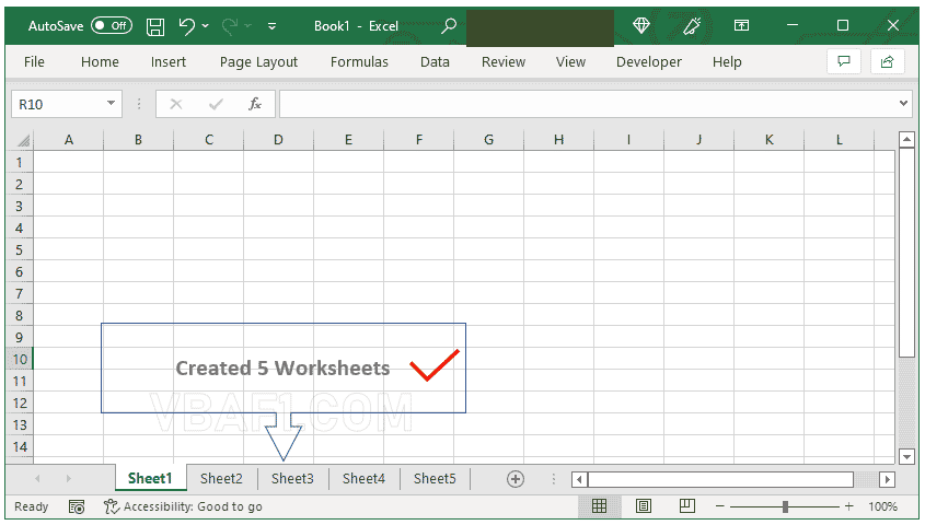 Excel VBA New Workbook Method 1