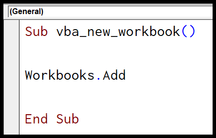 Excel VBA New Workbook Method 3 Template