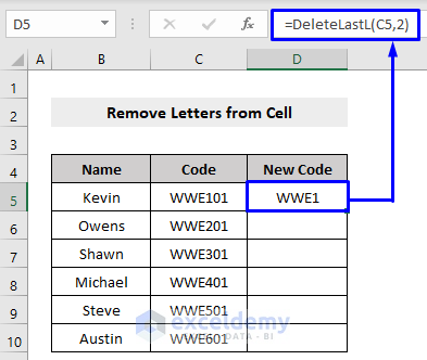 Excel VBA remove letters