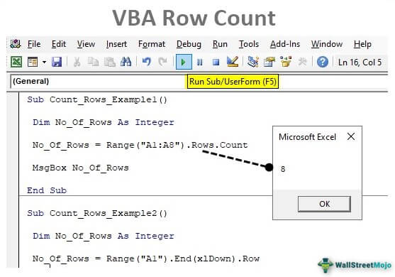 Excel VBA Row Count Formulas