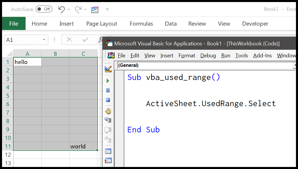 Excel VBA Worksheet UsedRange Rows Count Property