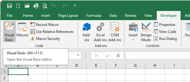 Excel Visual Basic Editor shortcuts