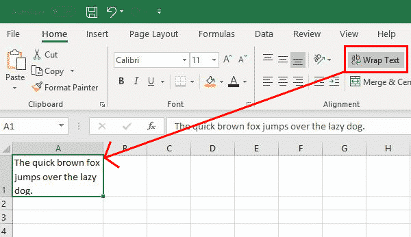 Excel Wrap Text Formatting