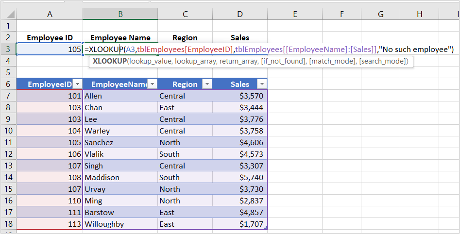 Excel XLOOKUP Array Formula